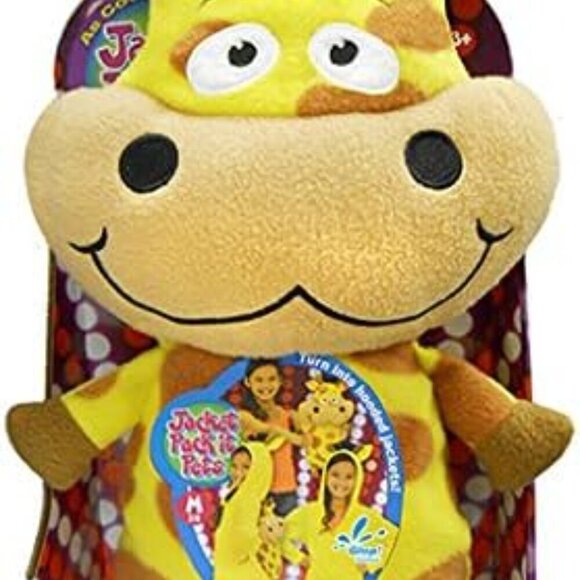 Jay@Play Pack-it Pets Jacket Girls Backpack Giraffe Plush Yellow Hooded Size 7-8 - Picture 4 of 8